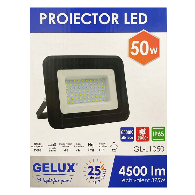 Proiector cu LED Gelux 50W 6500K 4500LM GL-L1050 CNN51346