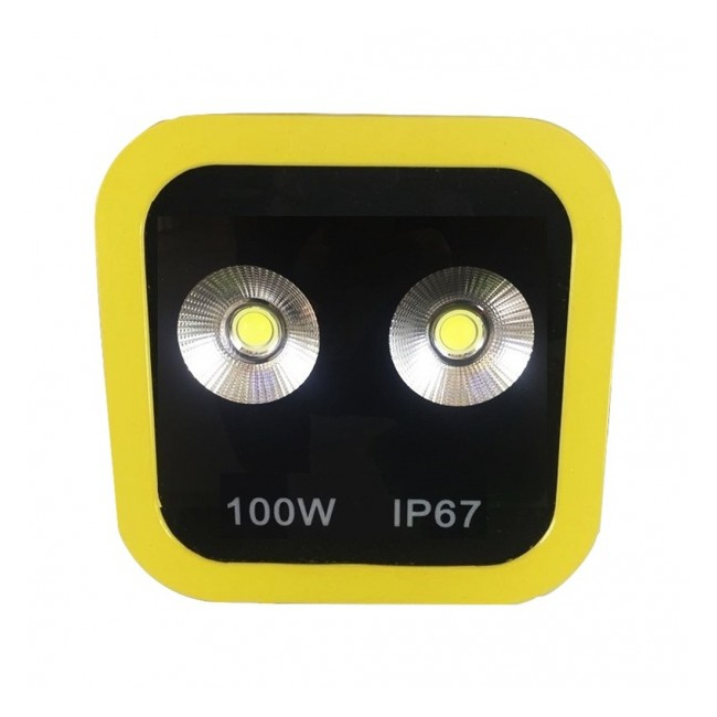 Proiector LED 100W Alb Rece 220V 2x50W Rama Galbena