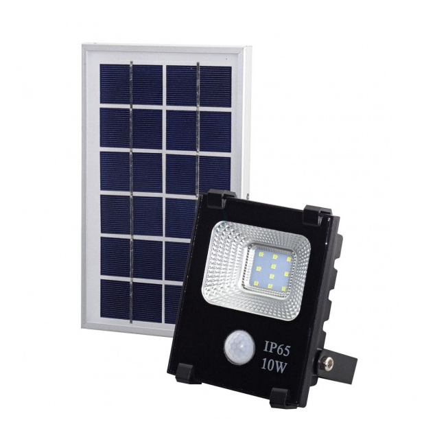 Proiector LED 10W Alb Rece cu Panou Solar si Senzor de Miscare WT