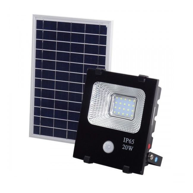 Proiector LED 20W Alb Rece cu Panou Solar si Senzor de Miscare WT