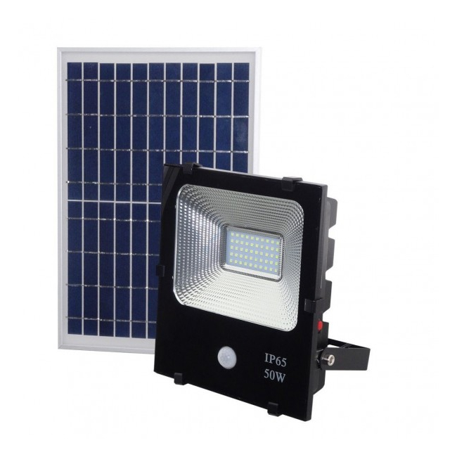 Proiector LED 50W Alb Rece cu Panou Solar si Senzor de Miscare WT