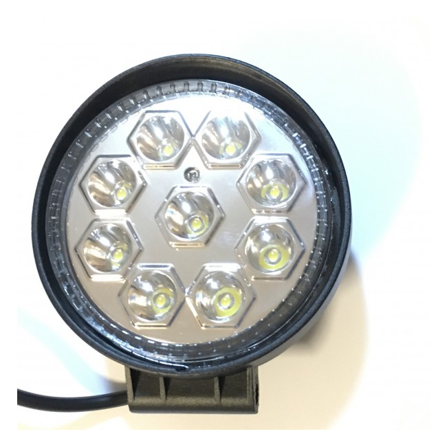Proiector LED Auto Offroad 9 LEDuri 27W 12V/24V Rotund Lentila Silver