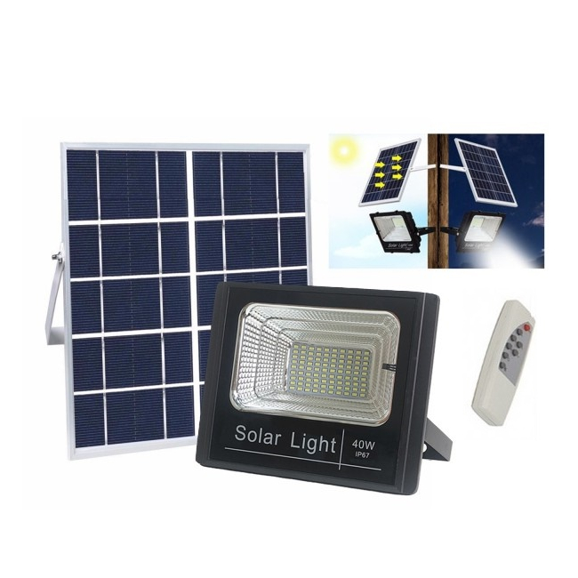 Proiector LED SMD 40W Alb Rece Panou Solar Telecomanda IP66 18D035 XXM