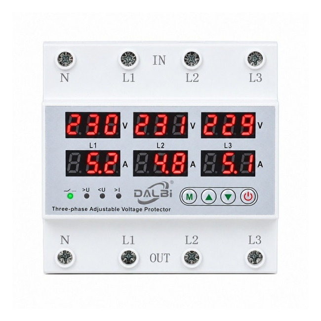 Protector Tensiune Trifazat DALBI 63A Reglabil Afisaj Digital 5D050 XXM