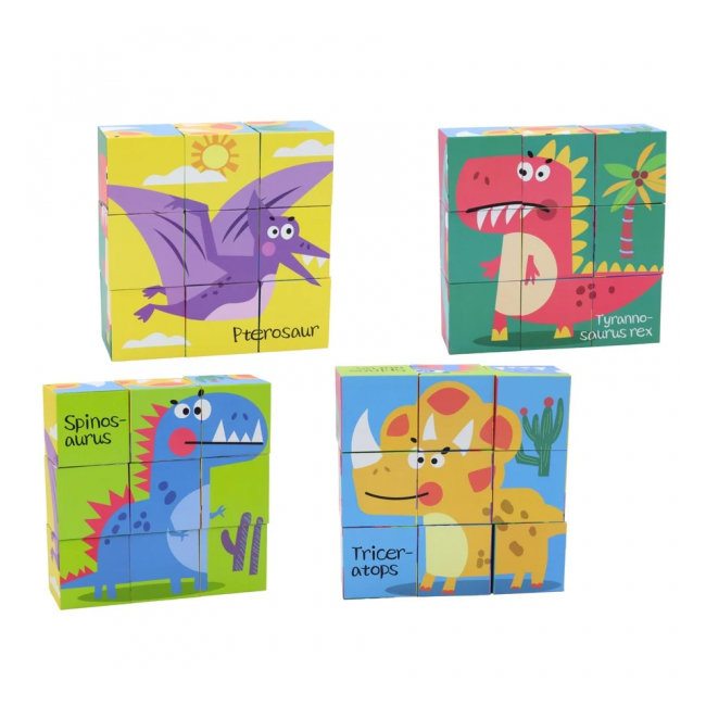 Puzzle educativ format din 9 cuburi 6in1 Dinozauri 88697 CWT