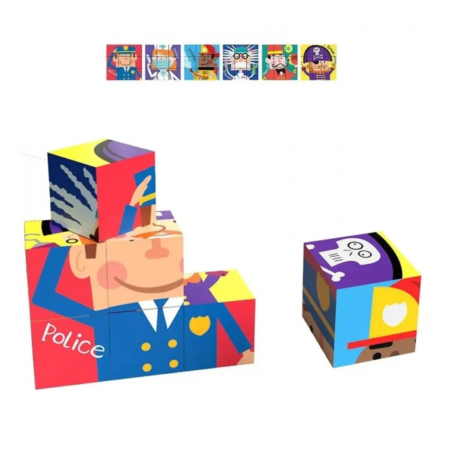 Puzzle educativ format din 9 cuburi 6in1 Meserii 88695 CWT