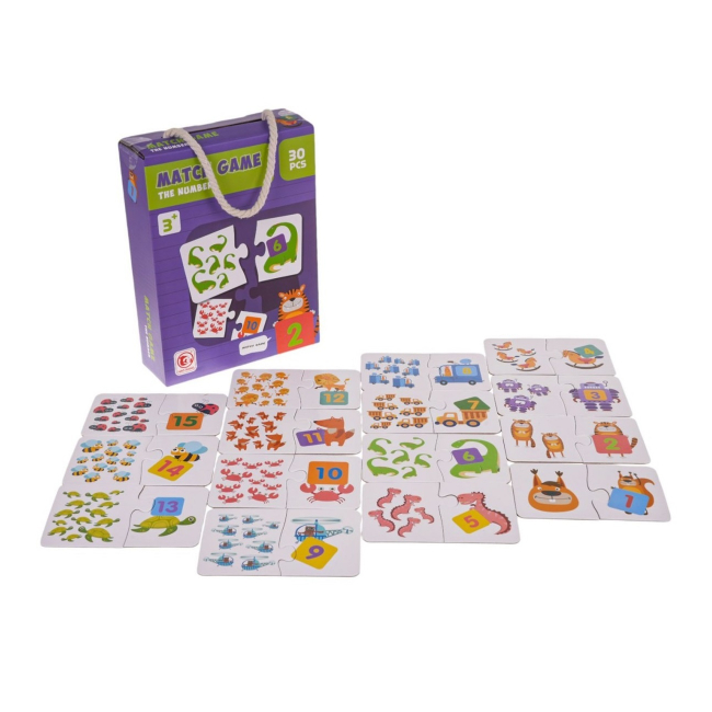 Puzzle educativ pentru copii de potrivire a formelor 30 piese cifre si animale 88690 CWT
