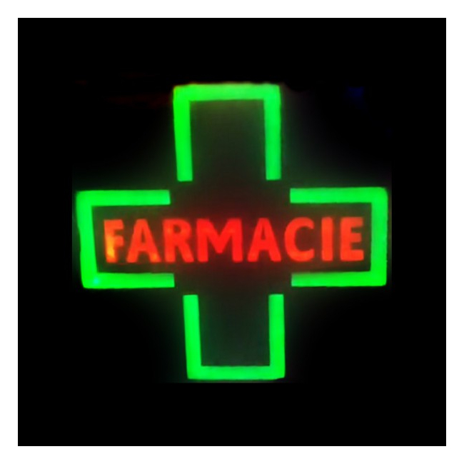 Reclama Luminoasa cu LEDuri tip Caseta Neon Cruce Farmacie 48x48cm