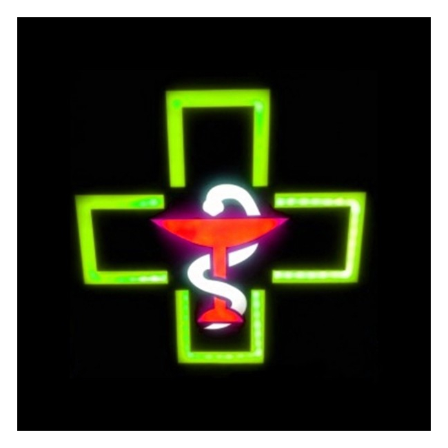 Reclama Luminoasa cu LEDuri tip Caseta Neon Farmacie cu Sarpe 48x48cm KNH