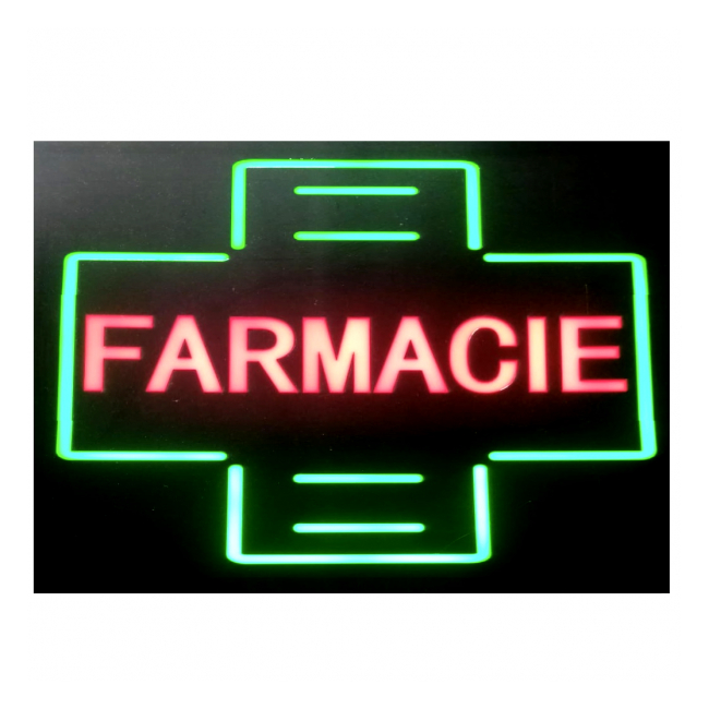 Reclama Luminoasa Panou LEDuri Caseta Neon Cruce Farmacie 48x23cm KNH