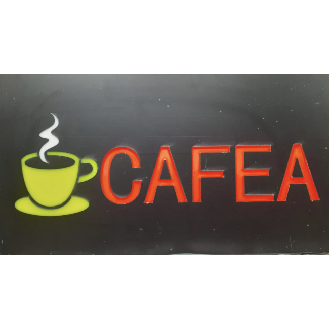 Reclama Luminoasa Panou tip Neon LED Interior mesaj CAFEA 50x25cm KNH