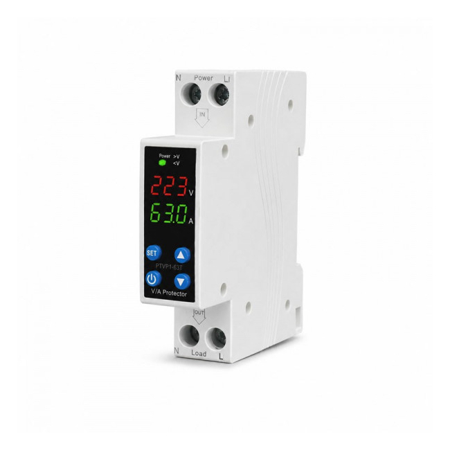 Releu Protectie Tensiune si Curent Reglabil 63A pe Sina DIN DALBI 5D049 XXM