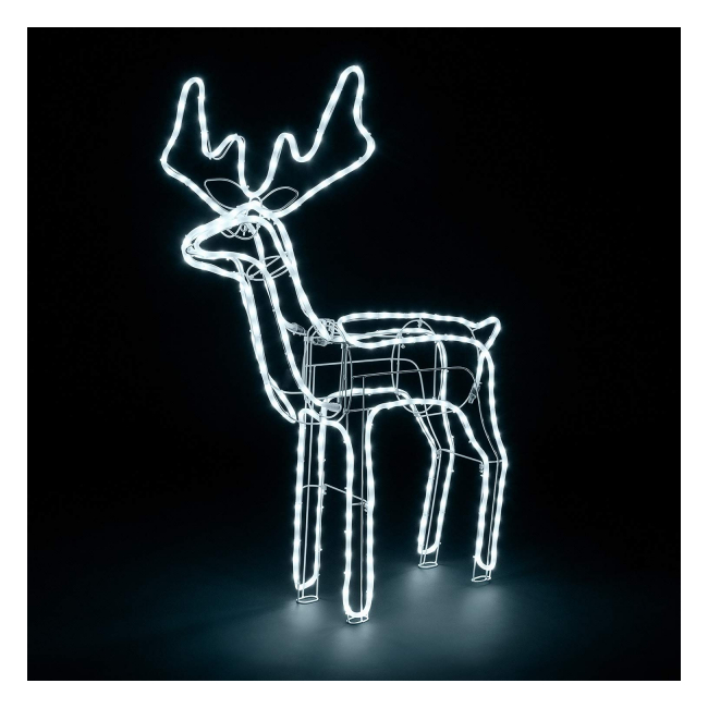 Ren Craciun 3D Furtun Neon Flex LED Alb Rece Static 60x70cm Priza NMG