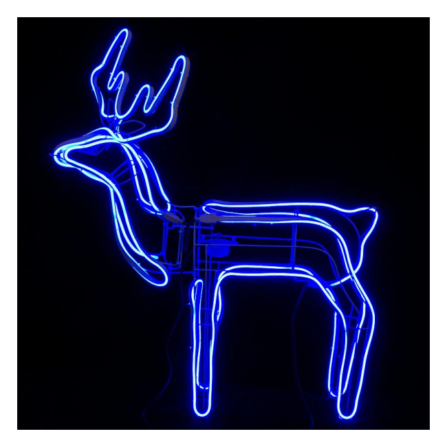 Ren Craciun 3D Furtun Neon Flex LED Albastru Static 60x70cm Priza NMG