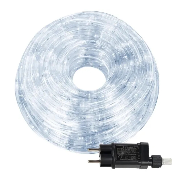 Rola Furtun Luminos de Craciun 10m 8 Jocuri Lumini Alb Rece Alimentare Priza LED10M