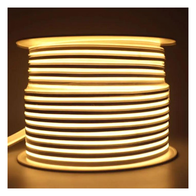 Rola Neon Flex Furtun Luminos ALB CALD cu Controller Jocuri 2Fete 1.5cm 50m BRP