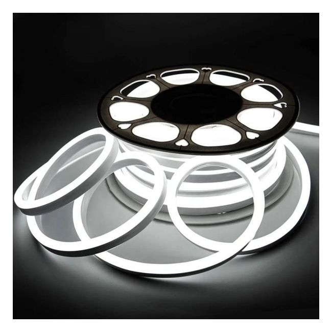 Rola Neon Flex Furtun Luminos ALB RECE cu Controller Jocuri 2Fete 1.5cm 50m BRP