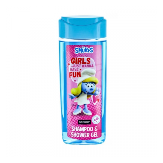 Sampon si Gel de dus pentru fete Smurfs Aroma Bubble Gum 210ml DNC46547