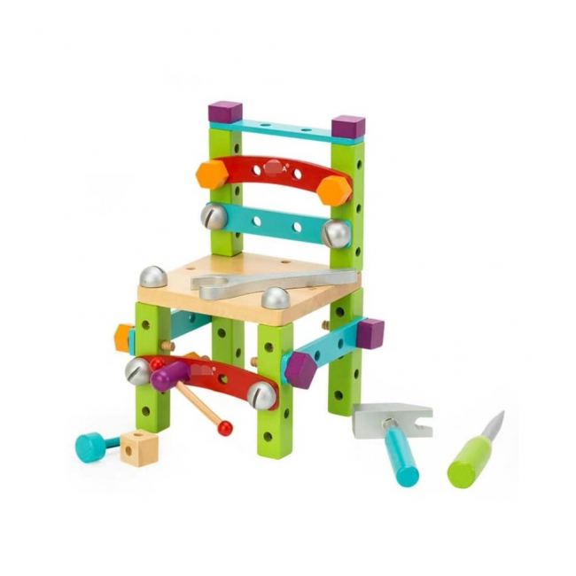 Scaunel de asamblat din lemn cu scule 20x17x28cm CWT