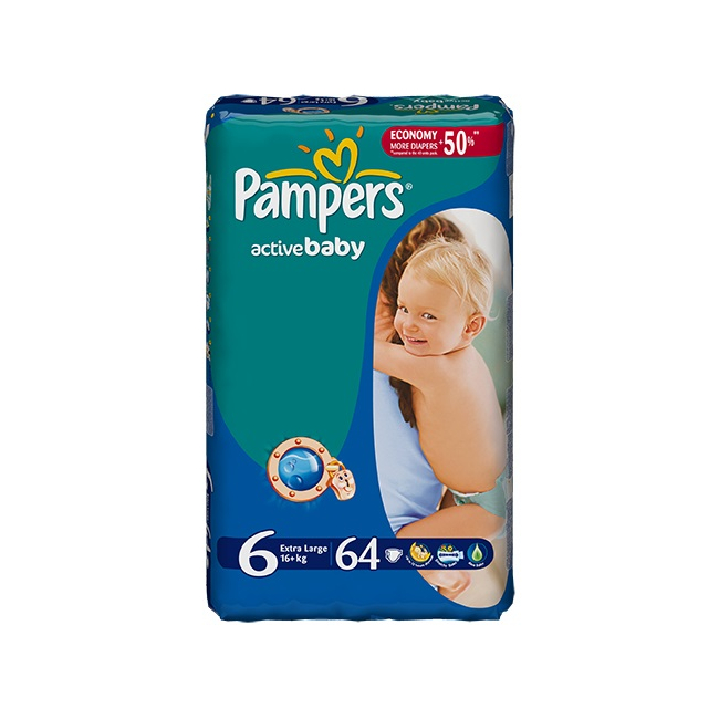 Scutece Pampers Active Baby 6 ExtraLarge 64 bucati