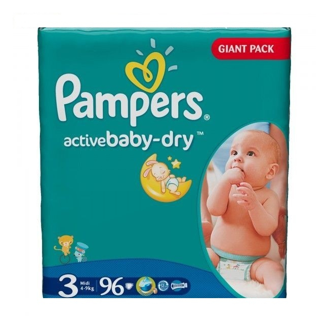 Scutece Pampers Active Baby Dry 3 Midi 96 bucati 4-9Kg