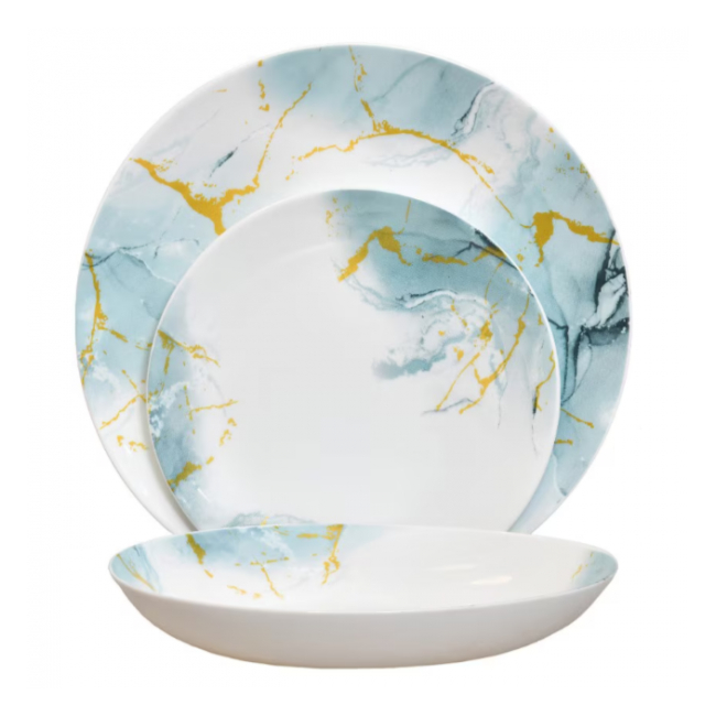 Serviciu de Masa 3x6piese 18 Farfurii Opal Blue Marble XL DNC65475