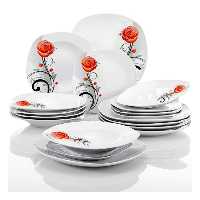 Set Masa Patrat 18 piese Portelan Trandafir Orange 3141 ArtCraft DNC39938