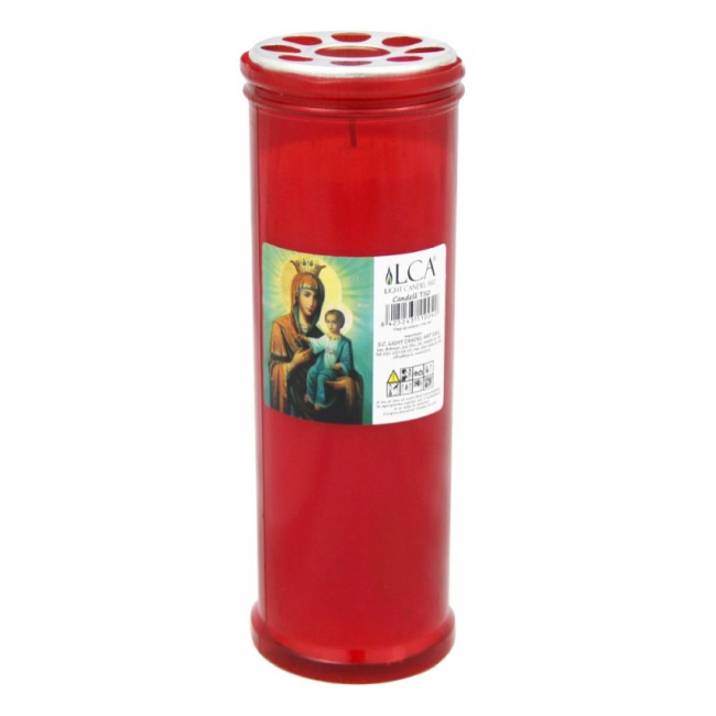 Set 10 Candele Plastic cu Capac T50 Anti-Vant Rosu 96 ore DNC36632