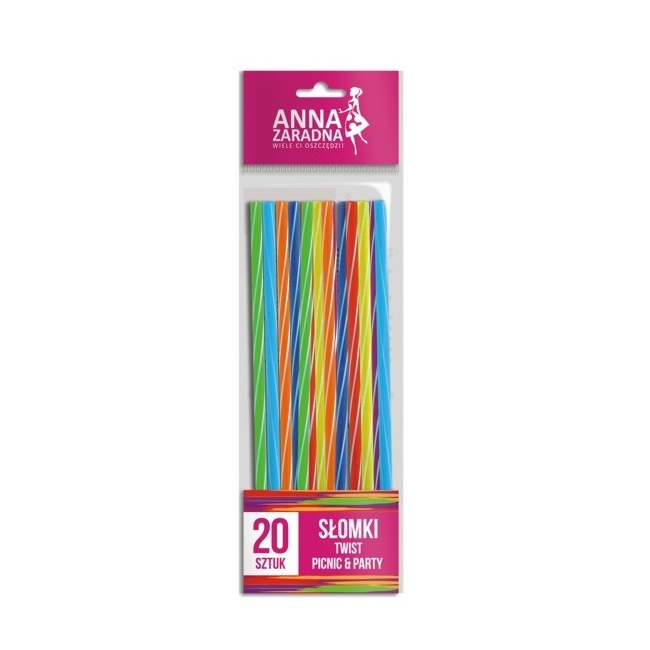 Set 10 cutii cu 20 Paie Plastic Bauturi 24x0.76cm AZ Twist DC29864