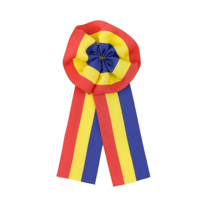 Set 10 Insigne tricolore textila cu ac de prindere 5x8.5cm DNC66276