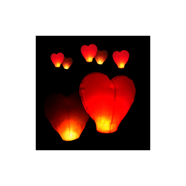 Lampioane Zburatoare Inima Diverse Culori 90x80cm Set 10