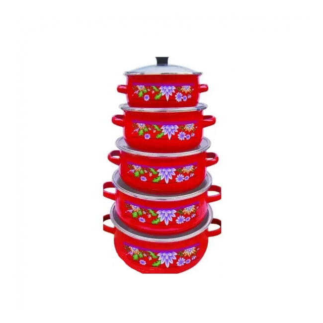 Set 10 piese Cratite Emailate cu capace color Switzner SW-127 DNC58945