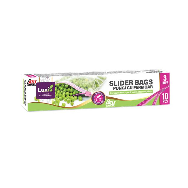 Set 10 Pungi alimentare Luxia cu Fermoar Slide 3l 30x25cm DNC63482