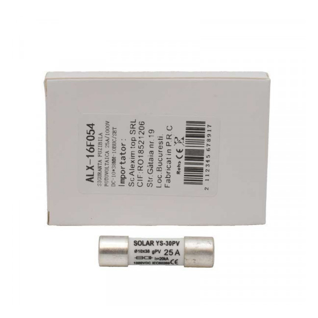 Set 10 Sigurante Fuzibile Fotovoltaice 25A 1000V DC 10x38mm gPV DALBI 16F057 XXM
