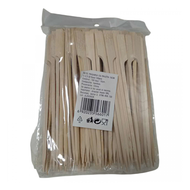Set 100 Bete Bambus pentru Frigarui cu paleta 15cm MLL