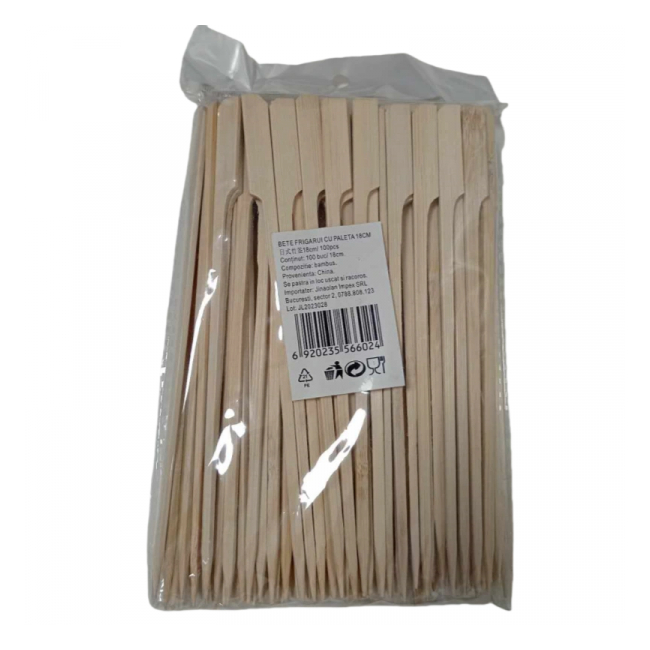 Set 100 Bete Bambus pentru Frigarui cu paleta 18cm MLL
