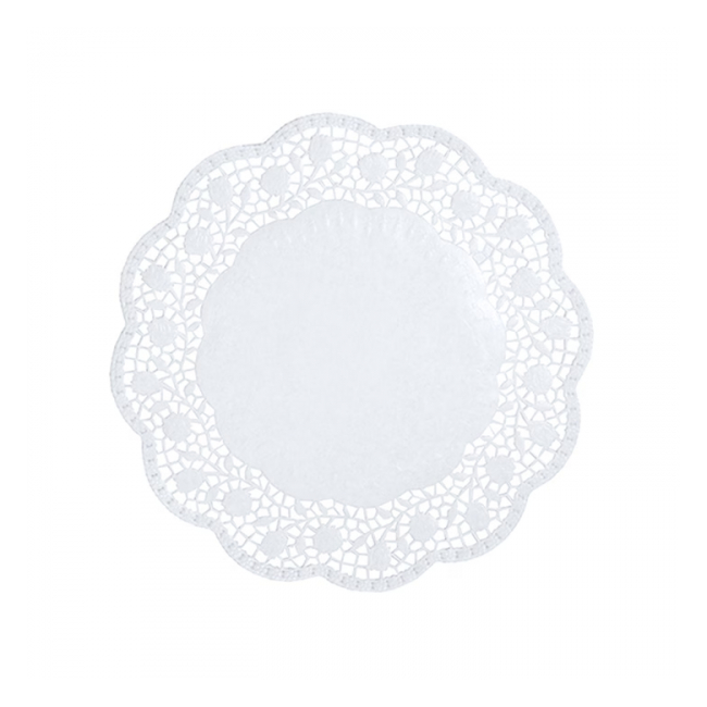 Set 100 Hartii Dantelate Rotunde Albe pentru Prajituri 22cm SNK 1604B DNC65210