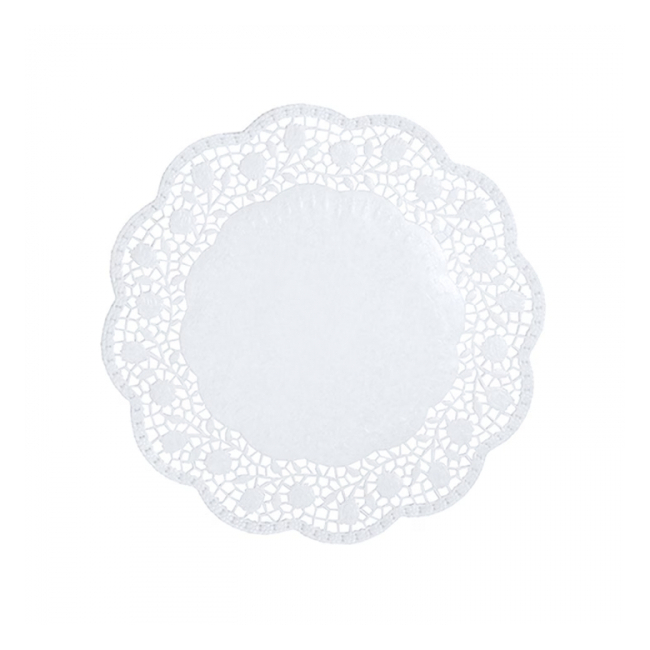 Set 100 Hartii Dantelate Rotunde Albe pentru Prajituri 28cm SNK 2150B DNC65508