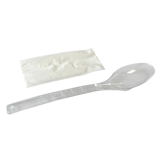 Set 100 Linguri de Unica Folosinta din Plastic cu Servetel CNN52247