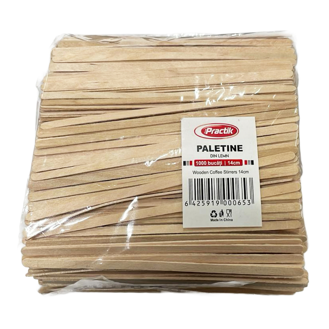 Set 1000 Palete pentru cafea din lemn 14cm Practik CNN52395