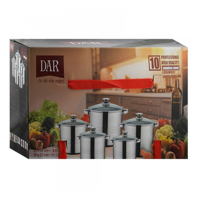 Set 10pcs 5 Oale Inox cu 5 Capace Sticla 4.3l 5.6l 7.2l 9l 11.1l DAR 19031