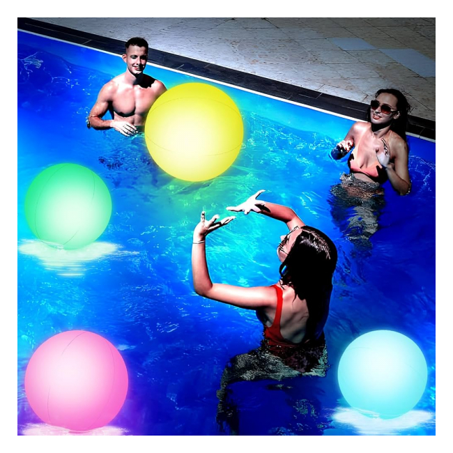 Set 10x Minge Gonflabila Piscina Lumina LED Senzor Miscare XL-78 48cm 10xBRP