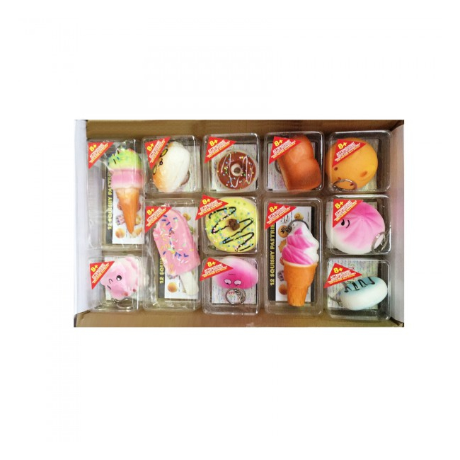 Set 12 Brelocuri Chei Squishy Antistres Parfumate Pastries