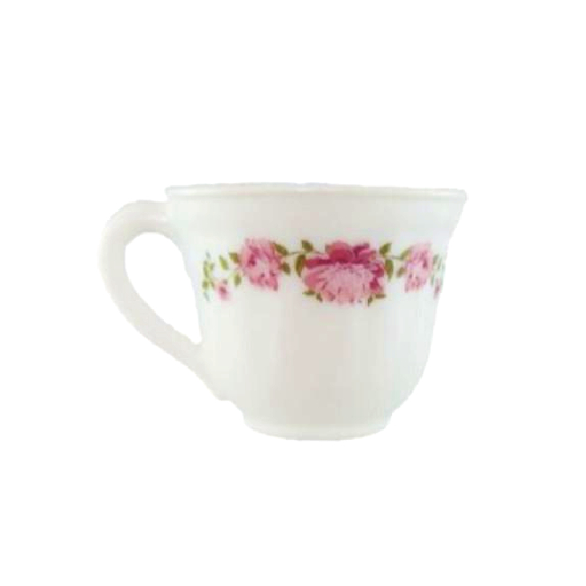 Set 12 Cesti Albe din Opal cu Model Bujori 190ml 270/400 2DNC42489
