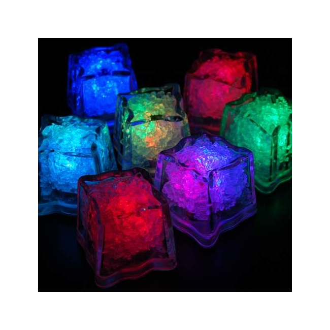 Cuburi Luminoase Plutitoare pentru Bauturi cu LEDuri Set 12