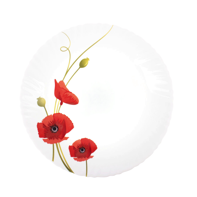 Set 12 Farfurii Adanci Opal Alb Maci Red Carnation 23cm DNC52589