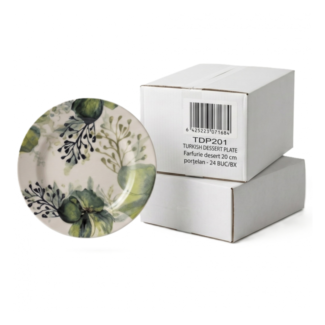 Set 12 Farfurii Intinsa desert Portelan Fin Frunze 20cm Grunberg 12xTDP201