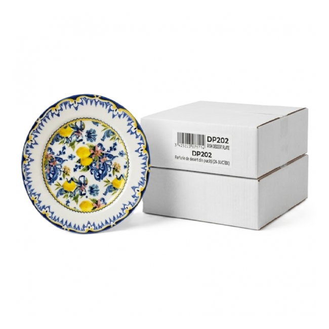 Set 12 Farfurii Intinse desert Portelan Fin Lamai 20cm Grunberg 12xTDP202