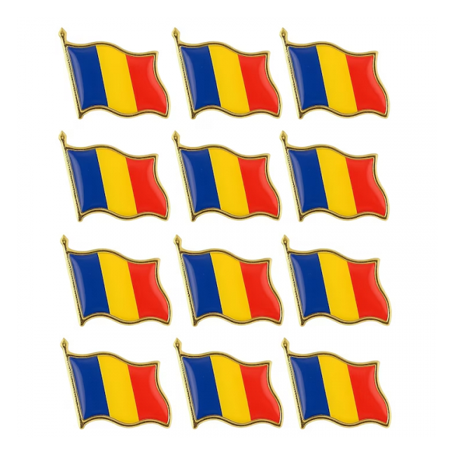 Set 12 Insigne Steag Tricolor Romania Brosa Ac Siguranta 20x20mm DNC66307