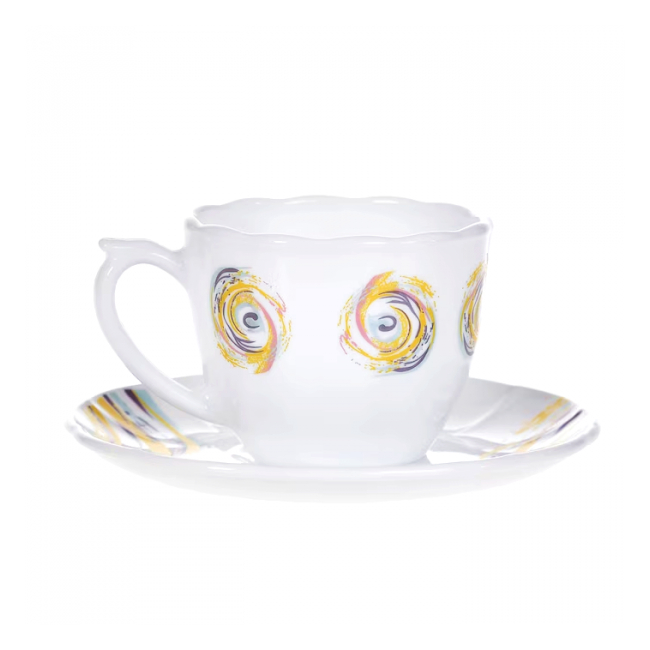 Set 12 Piese 6 Cesti 6 Farfurioare Opal Spiral Cafea DNC57069